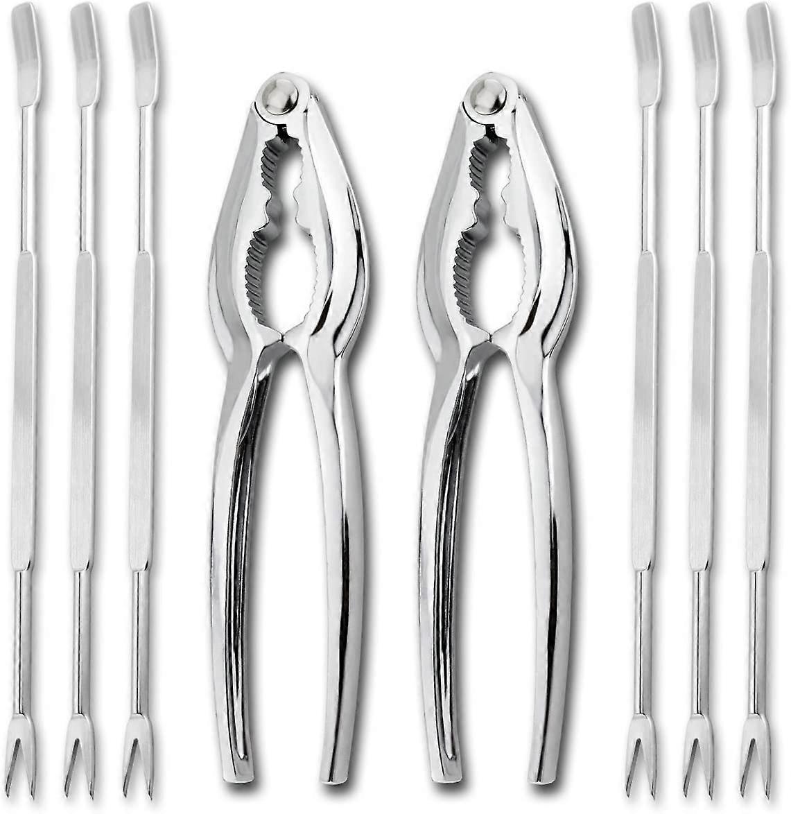 8-piece seafood tool set with fork and pliers