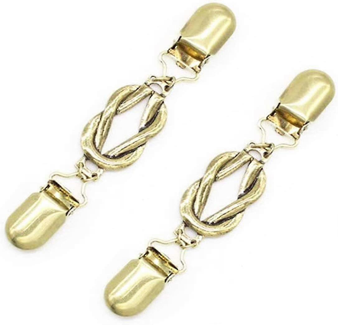 2 Stück Retro Pullover Clips Cardigan Brosche (gold)