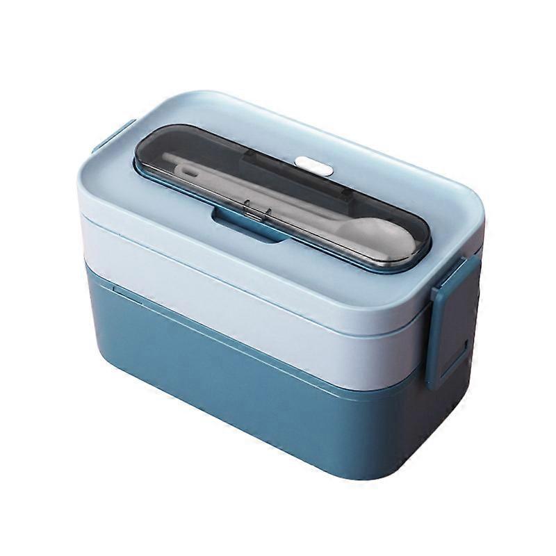 Bento Lunch Box KitBlue, 1600ML Lunch Box with Cutlery-19.5cm length 11.5cm wide 11.5cm height, Leak-Proof Bento Box for Picnic, Work, Snack, Snack