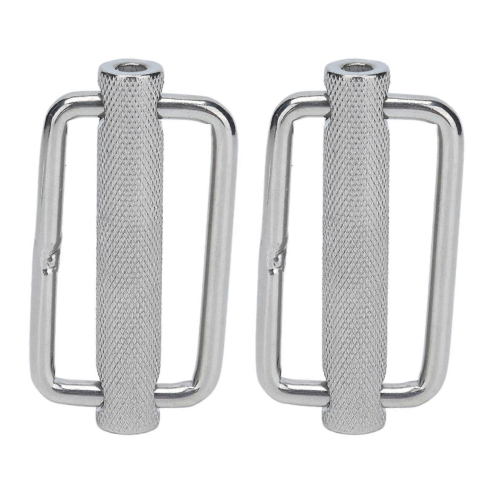 316 Stainless Steel Rectangle Adjustable Knurled Roller Belt Buckles - 2Pcs 50mm