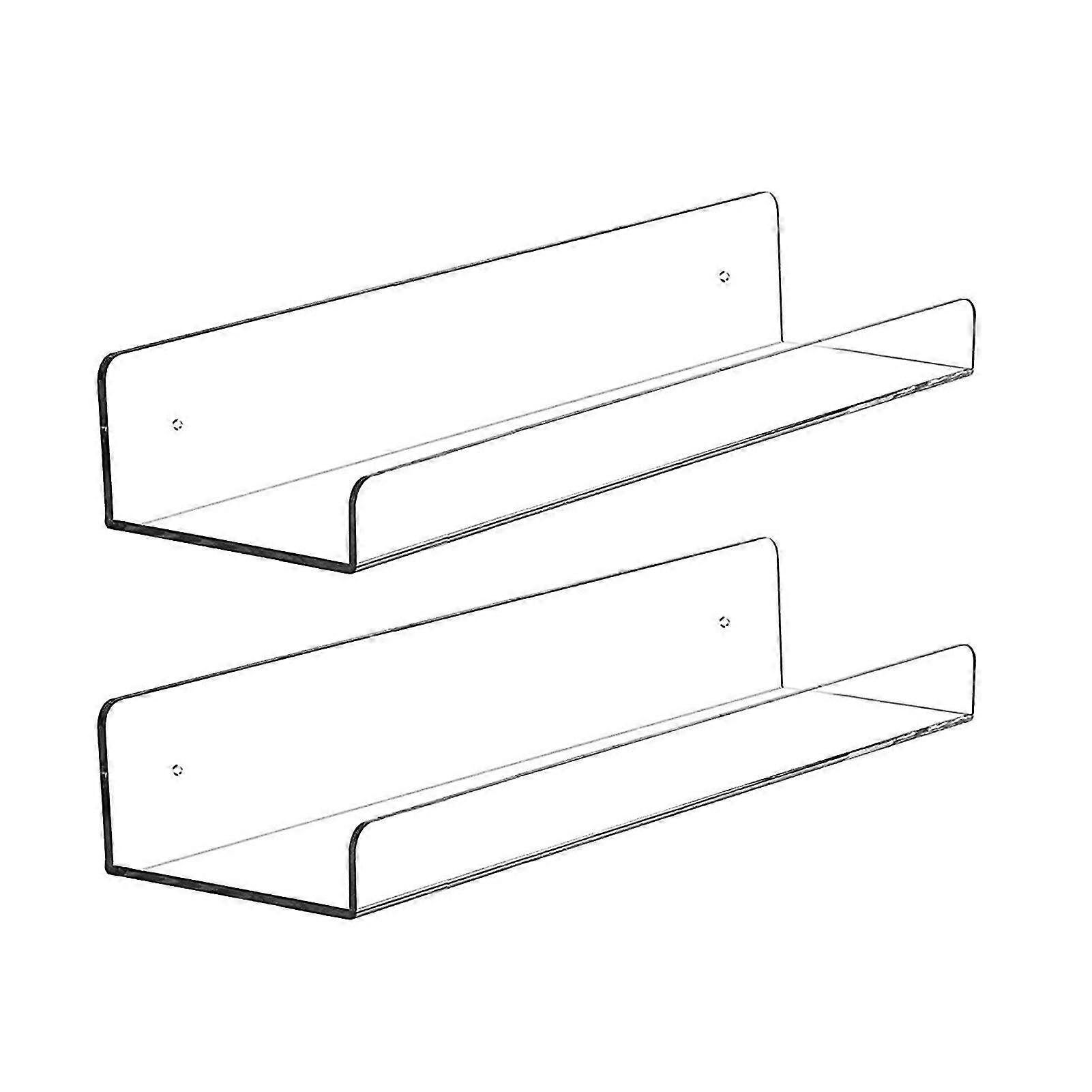 2pcs Wall Ledge Shelf Wall Mounted Multi-purpose Acrylic Rectangular Clear Lightweight Floating Shelf For Kitchen