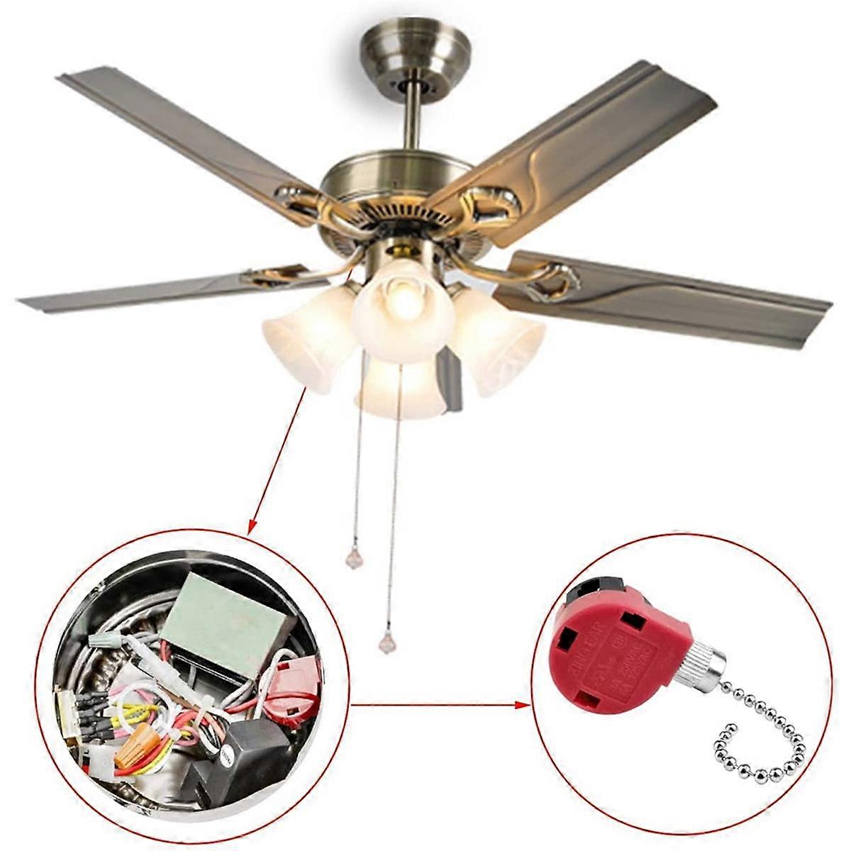 3PC Ceiling Fan Switch 3 Speed 4 Wire ZE-268S6 Fan Pull Chain Switch Replacement Speed Control Swit