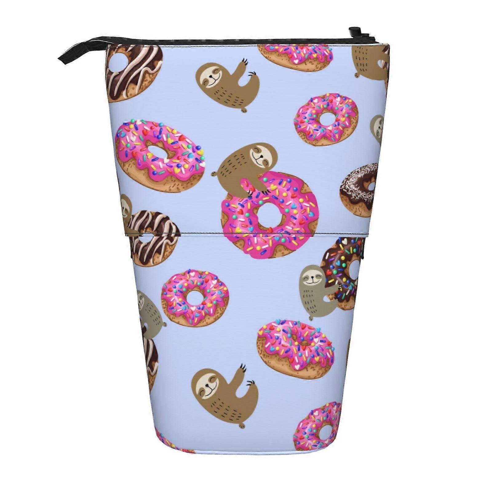 الكسلان مع الكعك الحلو مقلمة الوقوف حقيبة قلم رصاص تلسكوبي مقلمة مع سحاب حقيبة ماكياج محمولة