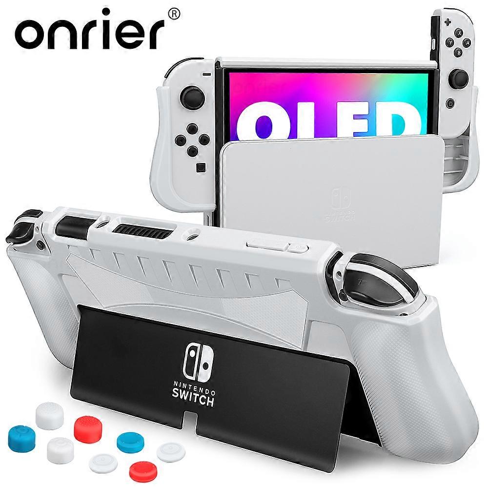 Dockable Case for Nintendo Switch OLED TPU Protective Cover Fit Console Joy-Con for Switch OLED Case with 8 Grips Caps