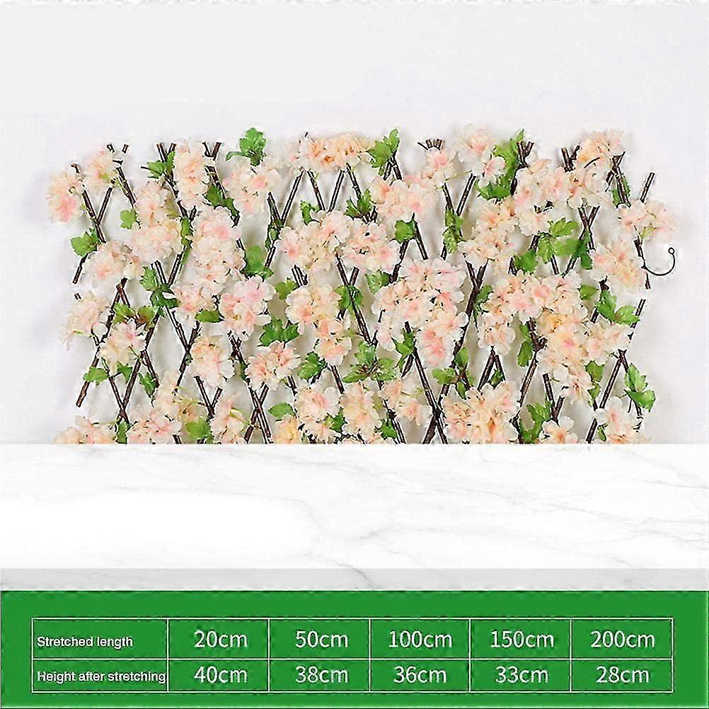 Wooden Expanding Fence with Artificial Flower Leaves for Garden Decoration and Trellis Screen