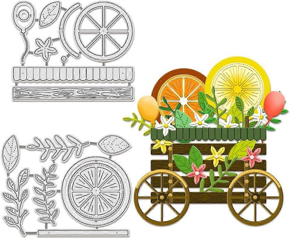 2Pcs Lemon Cart Cutting Dies Fruit Lemon Die Cuts DIY Craft Carbon Steel Embossing Template for Card Making Photo Decorative Paper Scrapbooking 0.8mm