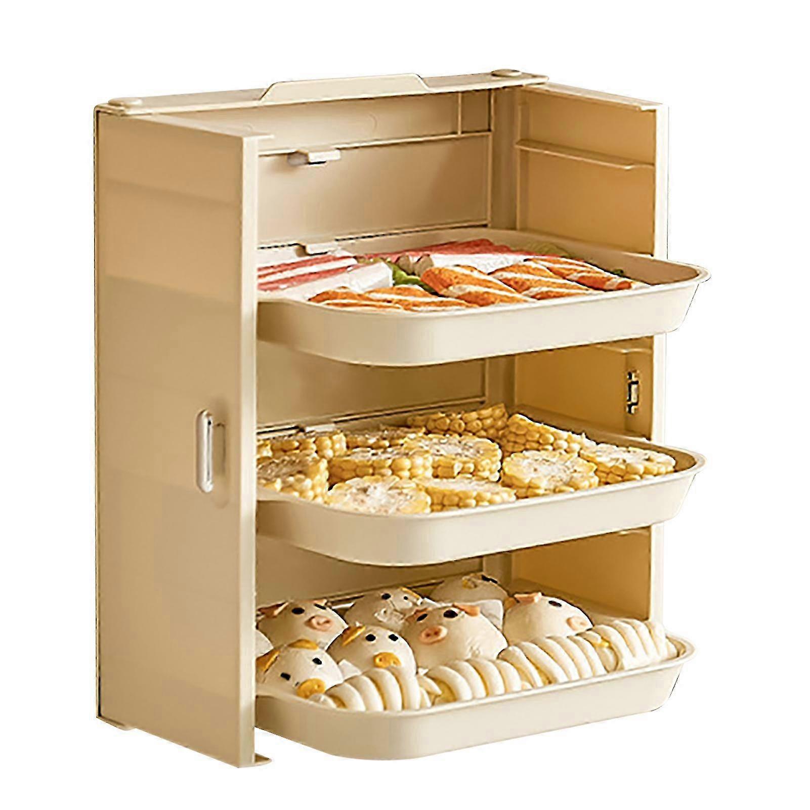 Collapsible Wall Mounted Vegetable Trays Multi Layer Handheld White PP 3 Layer for Home Use