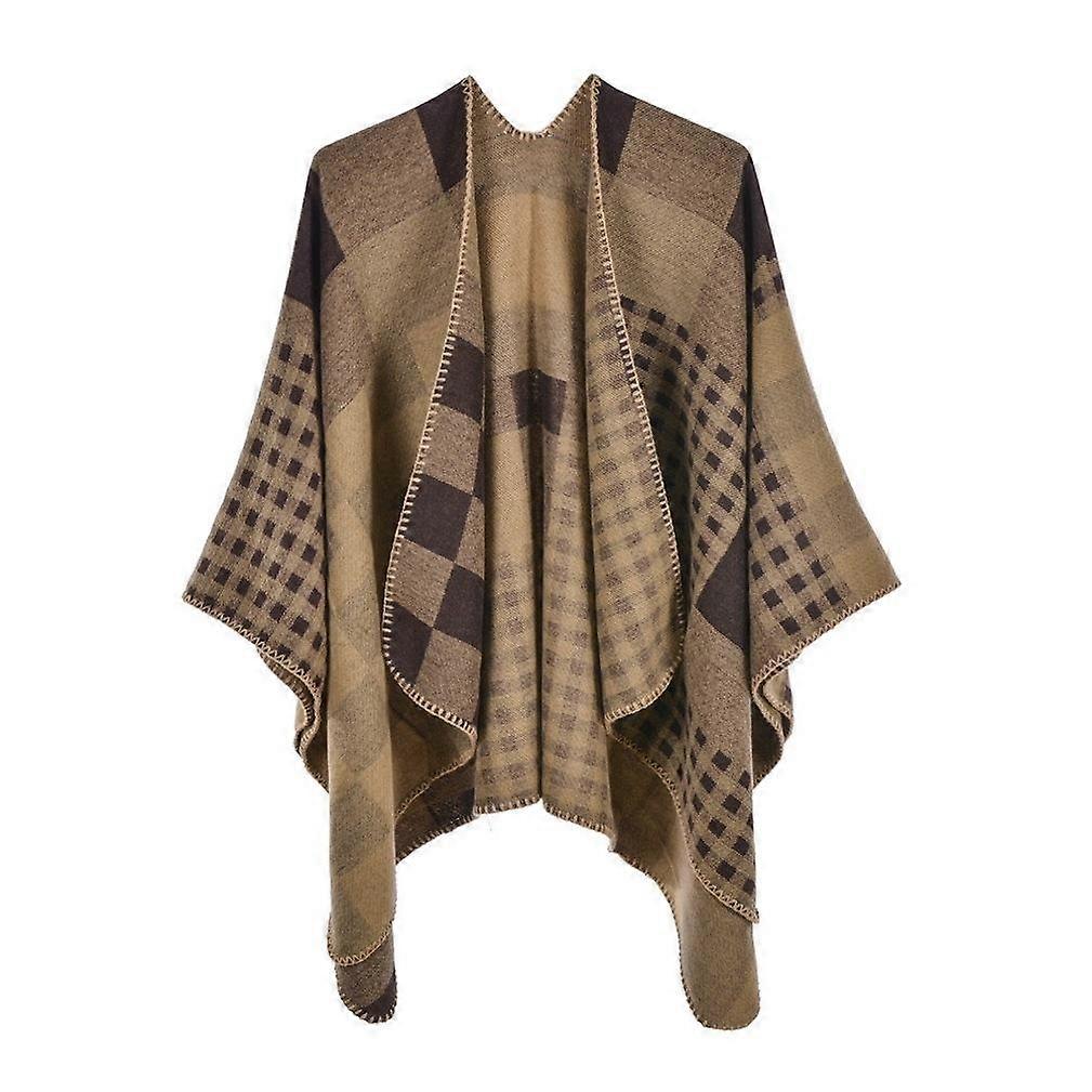 Squared Pashmina Shawl Wrap Thicken Warm Poncho Open Front Cape for Lady