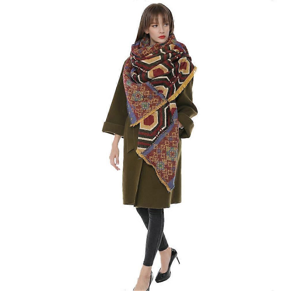 Warm Shawl Scarf with Tassel Open Front Poncho Winter Cardigant for Lady