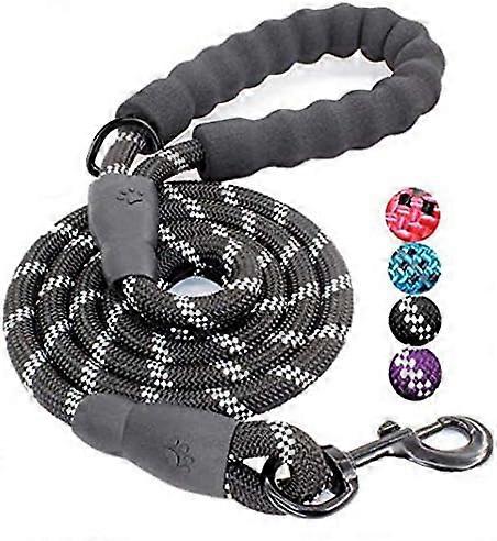 (grey)High Quality Black Reflective Strong Adjustable Nylon Dog Leash 150cm for Large or Medium Dogs Suitable for Running Jogging Hiking