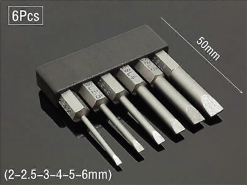 50/100mm 2.0-6.0mm Magnetic Flat Head Slotted Tip Screwdrivers Bits 1/4" Driver Bits Hand Tools Screwdriver Drill Bit Set
