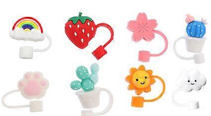 8 Pack Reusable Silicone Straw Stoppers for 6-8mm Cute Straws (Straws Not Included)
