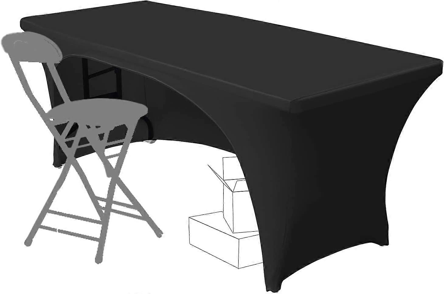 Stretchable Tablecloths 6ft for Rectangle Tables with Open Back, Fitted Spandex Rectangular Patio Table Covers