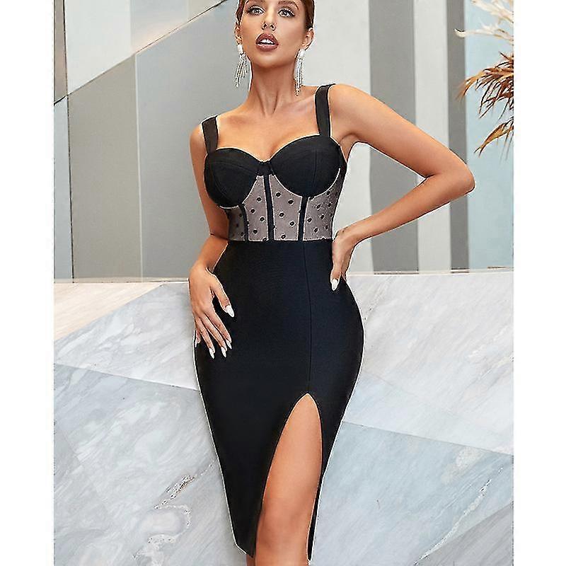 Spaghetti Strap Night Club Bandage Dress For Women Black Dot Elegant Summer  Party Evening Celebrity Bodycon Dress | Fruugo IT