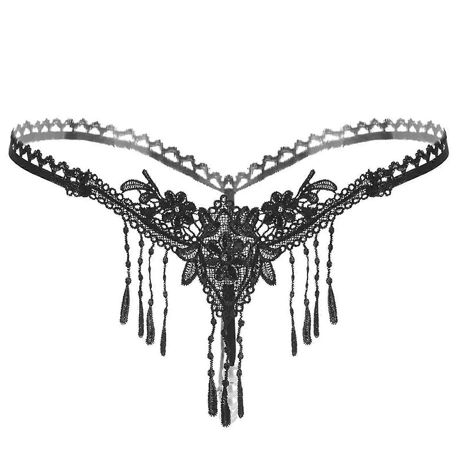 Flicka Pearl Öppna grenen ihålig string Spets Underkläder Trosor