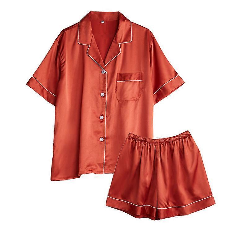 Damen Seide Satin Pyjamas Set Zweiteilige Pj Sets Nachtwäsche