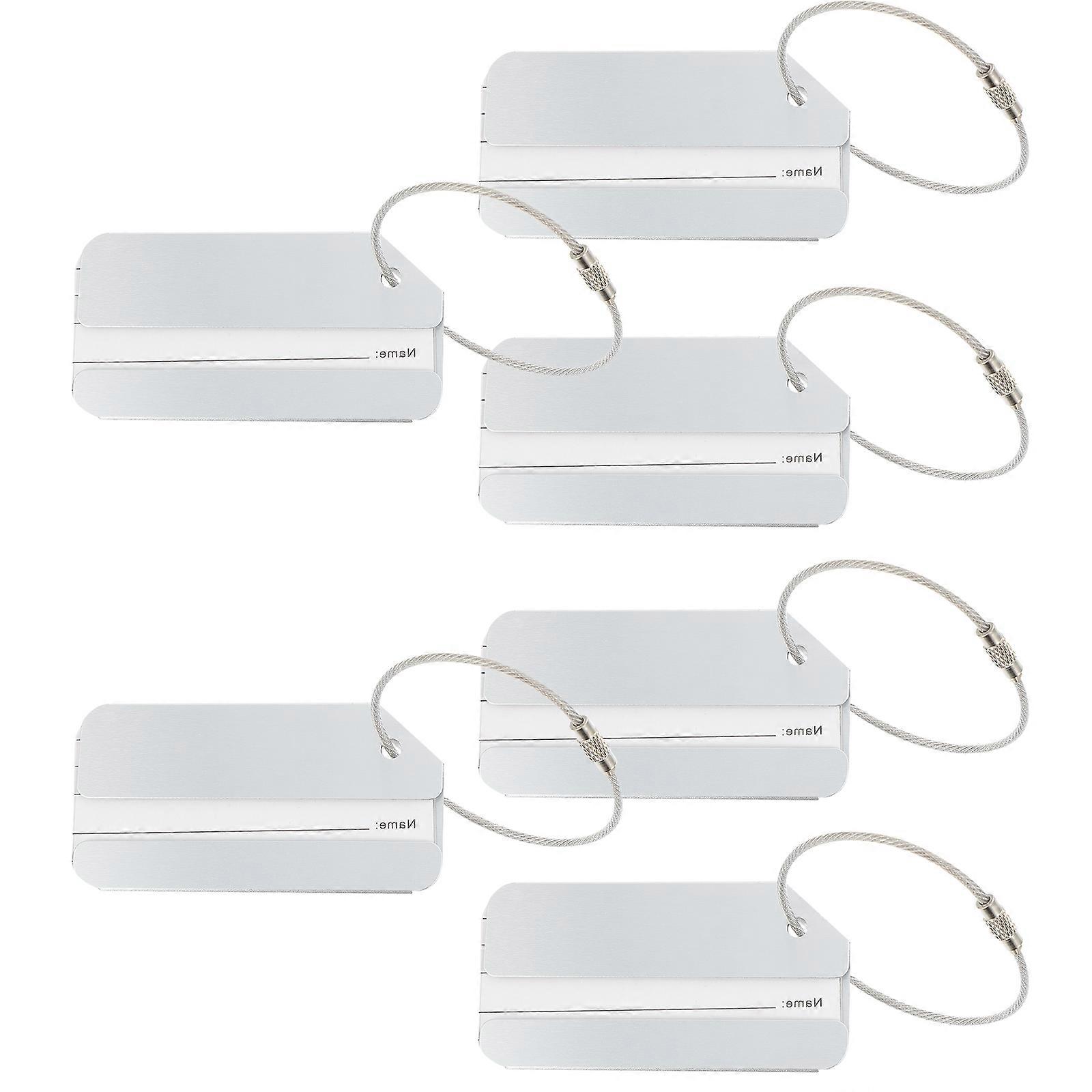 6pcs Gepäckanhänger Tasche Tags Aluminiumlegierung Gepäck Checked Boarding Hanging Tag Silber 8X4.1cm