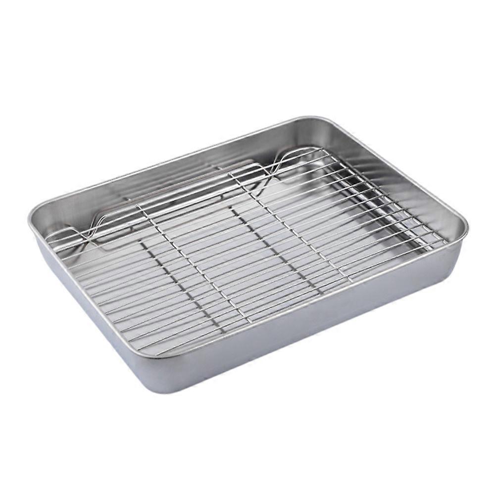 Metal Tray Cookie Sheet Rack BBQ Tray Rectangular Baking Tray Cake Cooling Rack Grid Net Baking Tray Premium Baking Pan