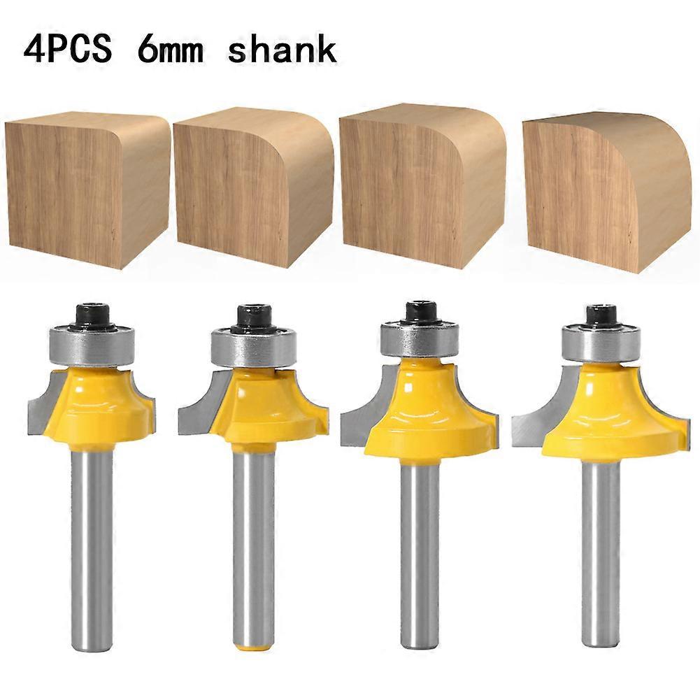 4 Pcs 6 mm Shank Round Over Cutter Bits,Rounding Cutter Standard Cutter Set for Woodworking Tool