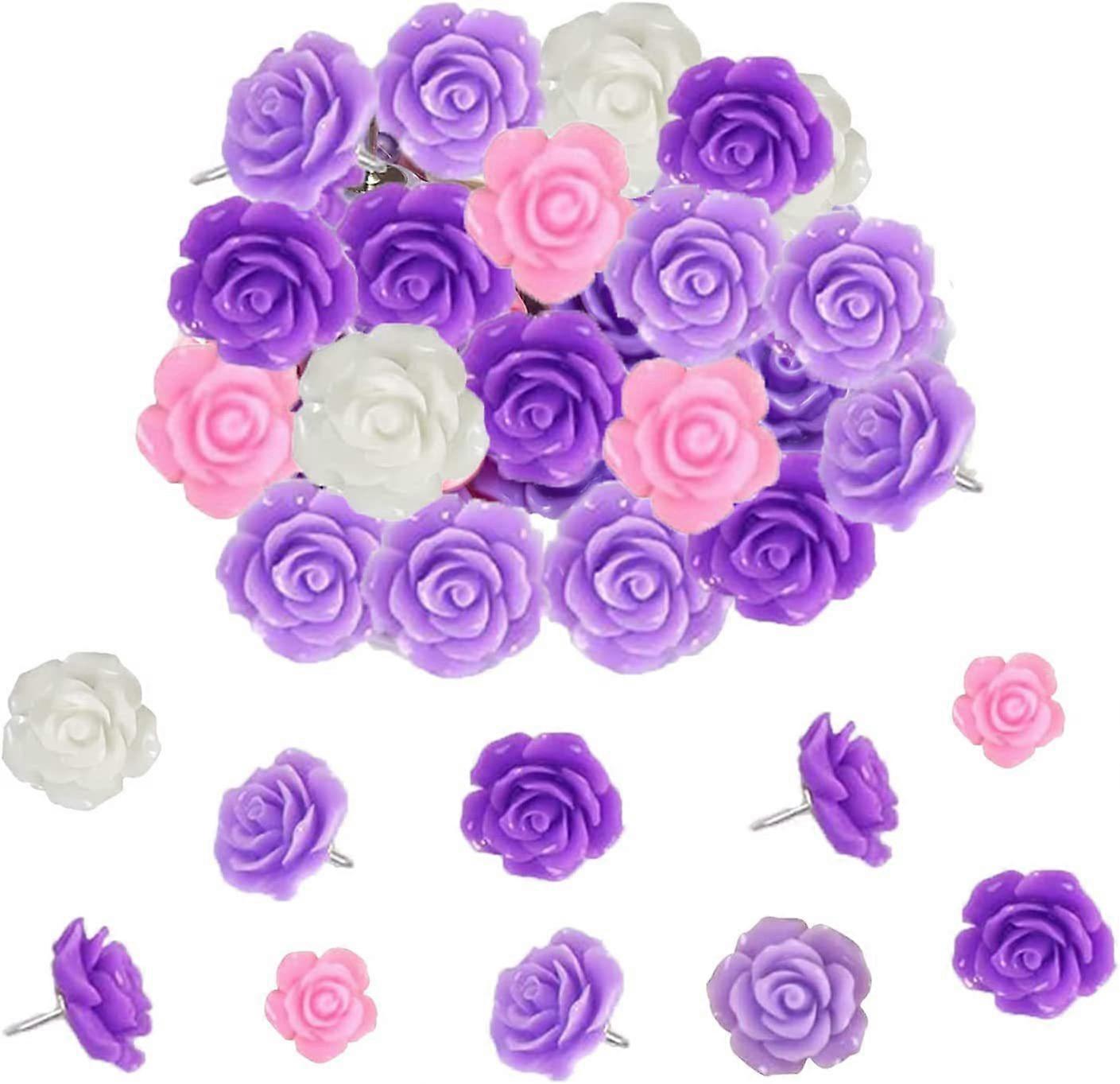 40pcs lila Blume Push Pins, mehrfarbige Push Pins niedliche dekorative Push Pins Gradient Flower Push Pins