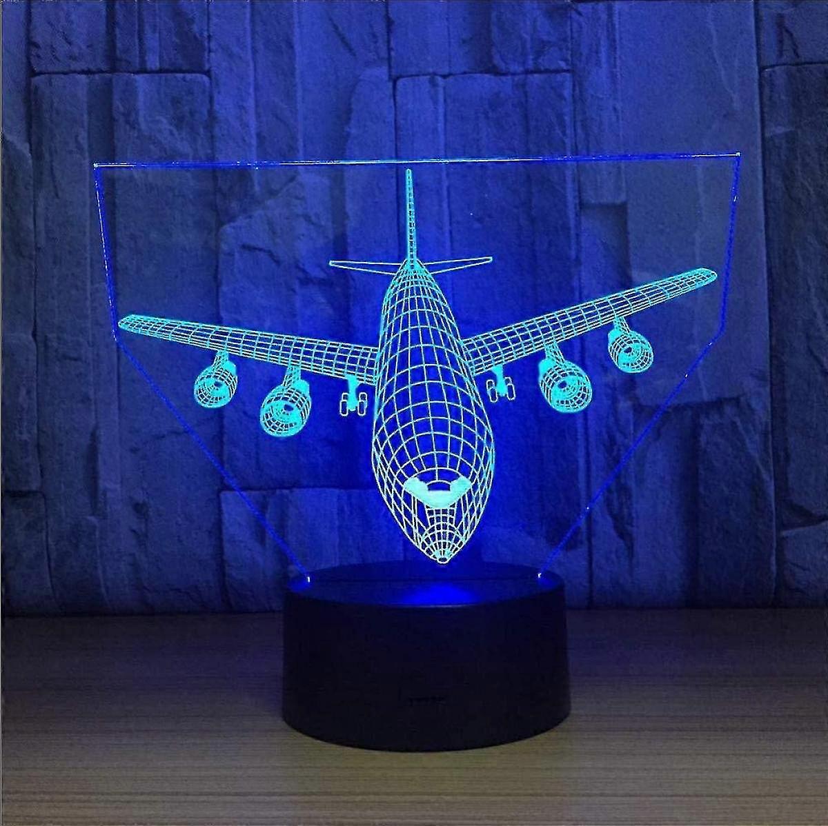 Avión Luz nocturna 3D Illusion Lamp 7 Color Changing Touch Control With Usb Cable Led Table Desk Decor Lamps Regalos de Navidad