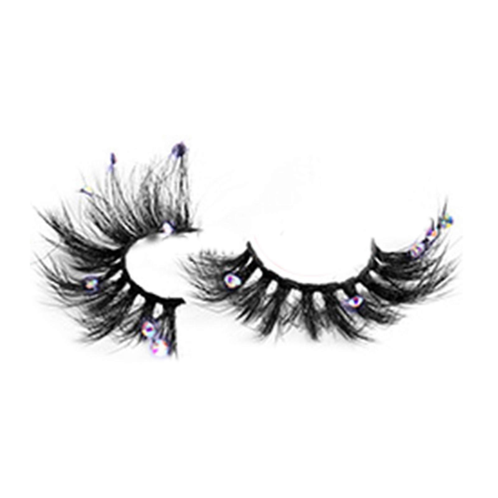 1 Pair False Eyelash Good Ductility Extending Hairs Long Usage Term Rhinestone Long Wispy Natural False Lashes for Female QinHai