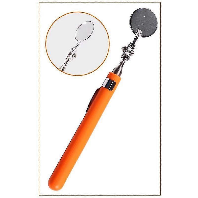 Car Telescopic Inspection Mirror Retractable Hand Mirror Round Handle Mechanical Mirror Tool 30mm, 1 Pack Color Red Handle, Yellow Handle, Black Handl