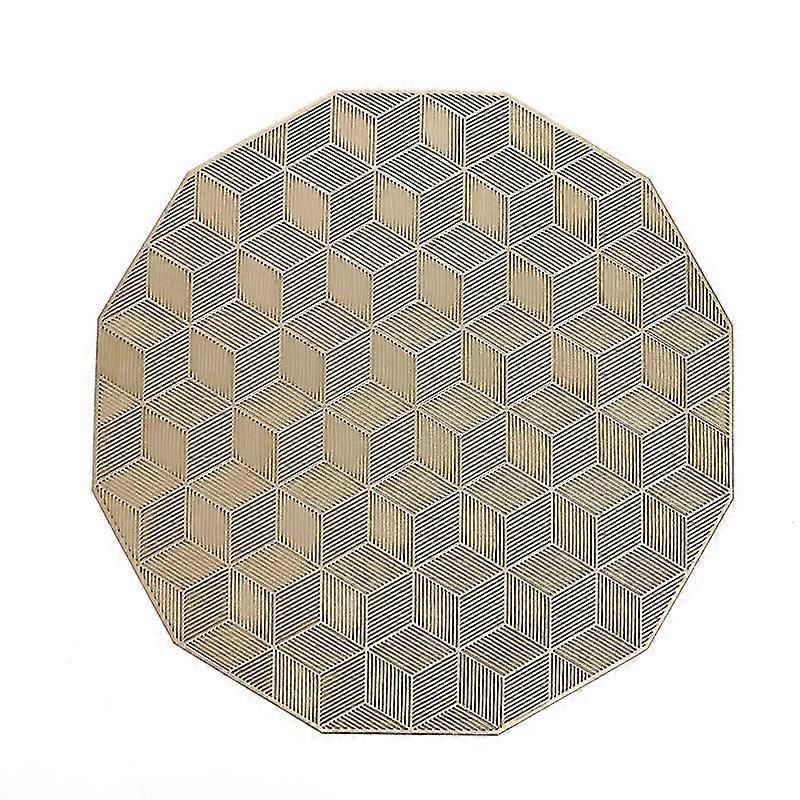 Gold Placemat for Dining Table 6-Piece Set of Hollow Square Pattern Table Mat for Table Decoration