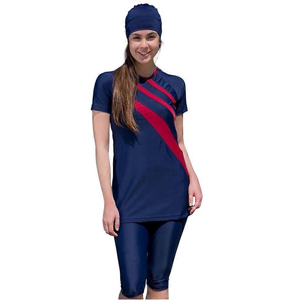 Black Short Sleeved Patchwork Women's two-piece Swimsuit