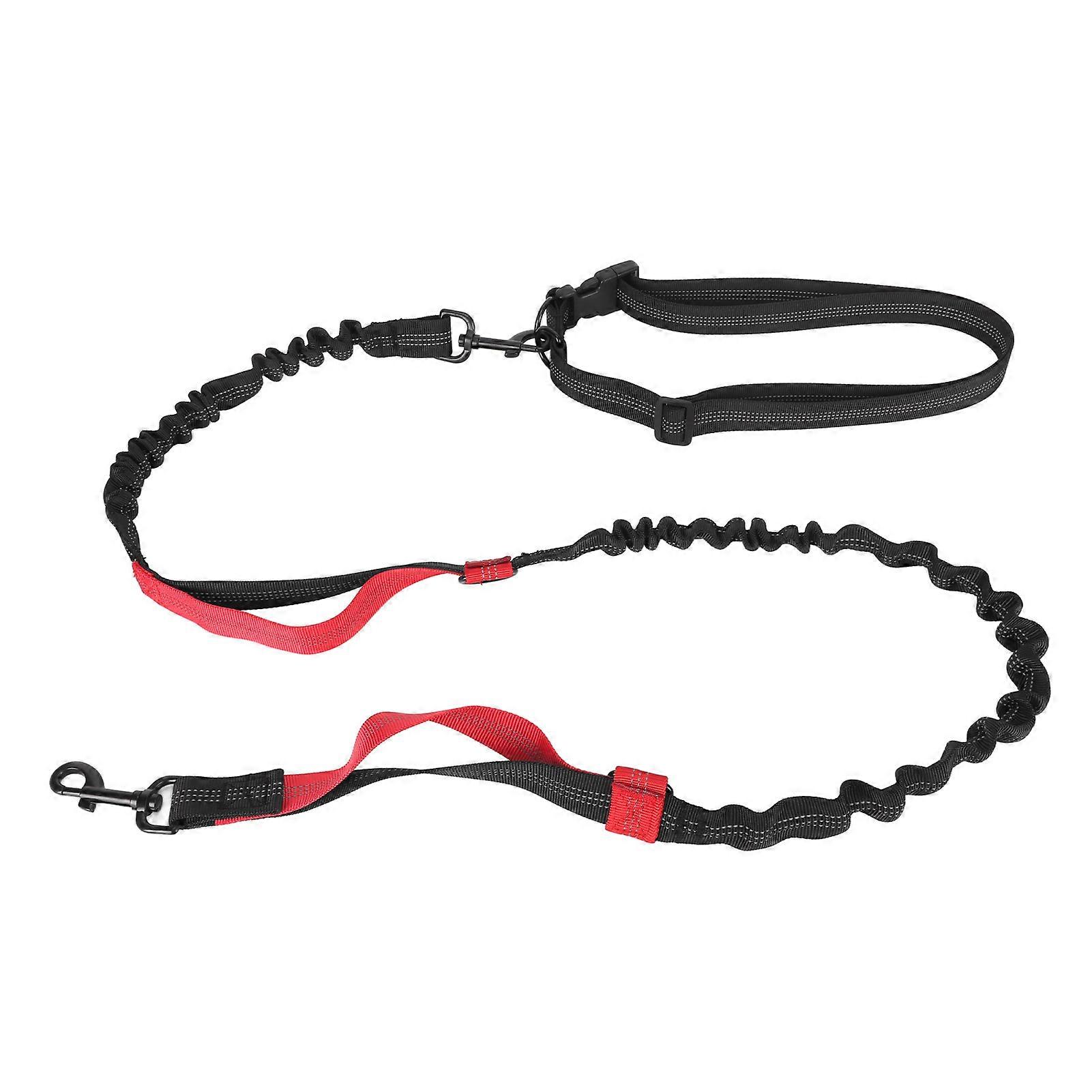 Heavy Duty Bungee Dog Leash Shock Absorbing Elastic Dog Leash Rope with 2 Padded Handles for Large Dogs Walking Training Red