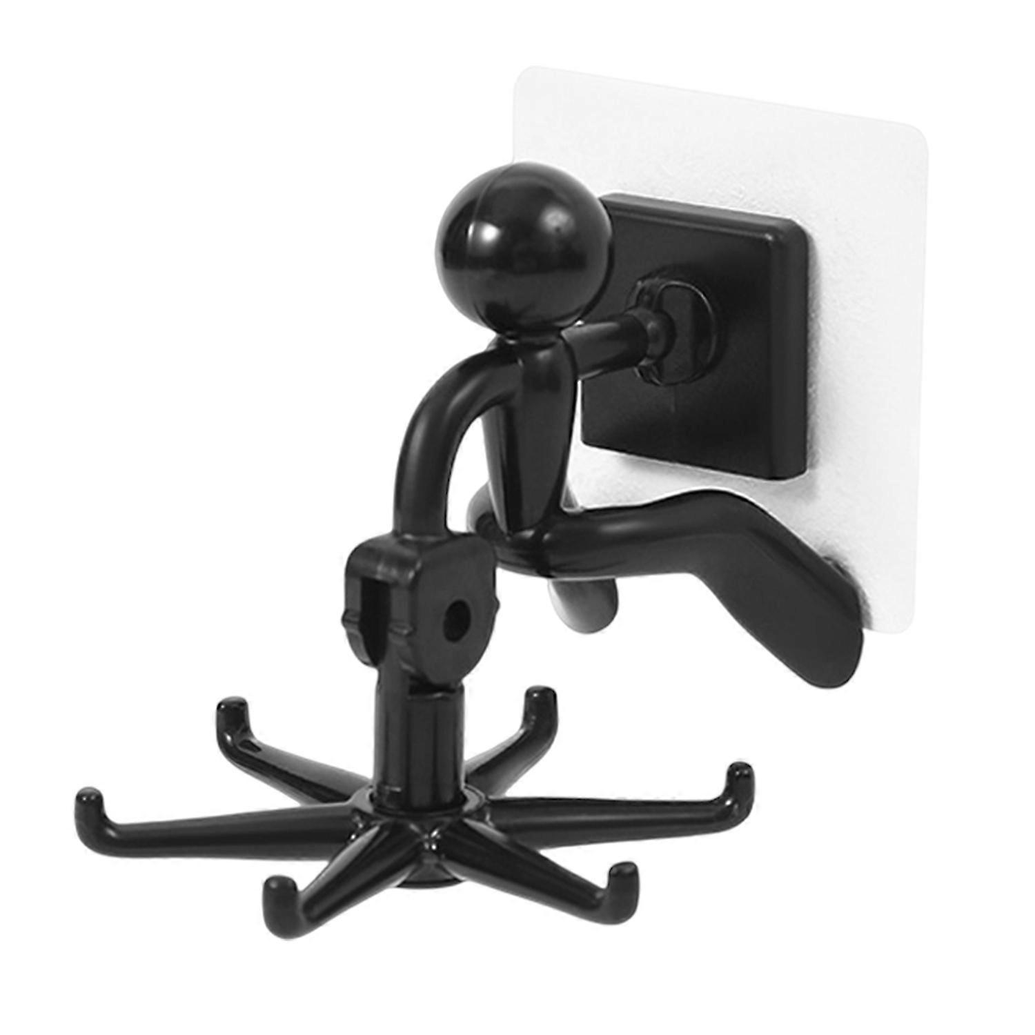 1 Set Hanging Hook Wall Mounted Rotating Hanger Hook with 6 Hooks Punch Free Self-adhesive Storage