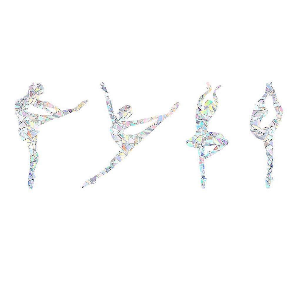 4Pcs Rainbow Window Clings Dancer Pattern Window Decals Static Non Adhesive Collision Proof Glass Stickers Vinyl Film Home Decorations for Sliding Doo