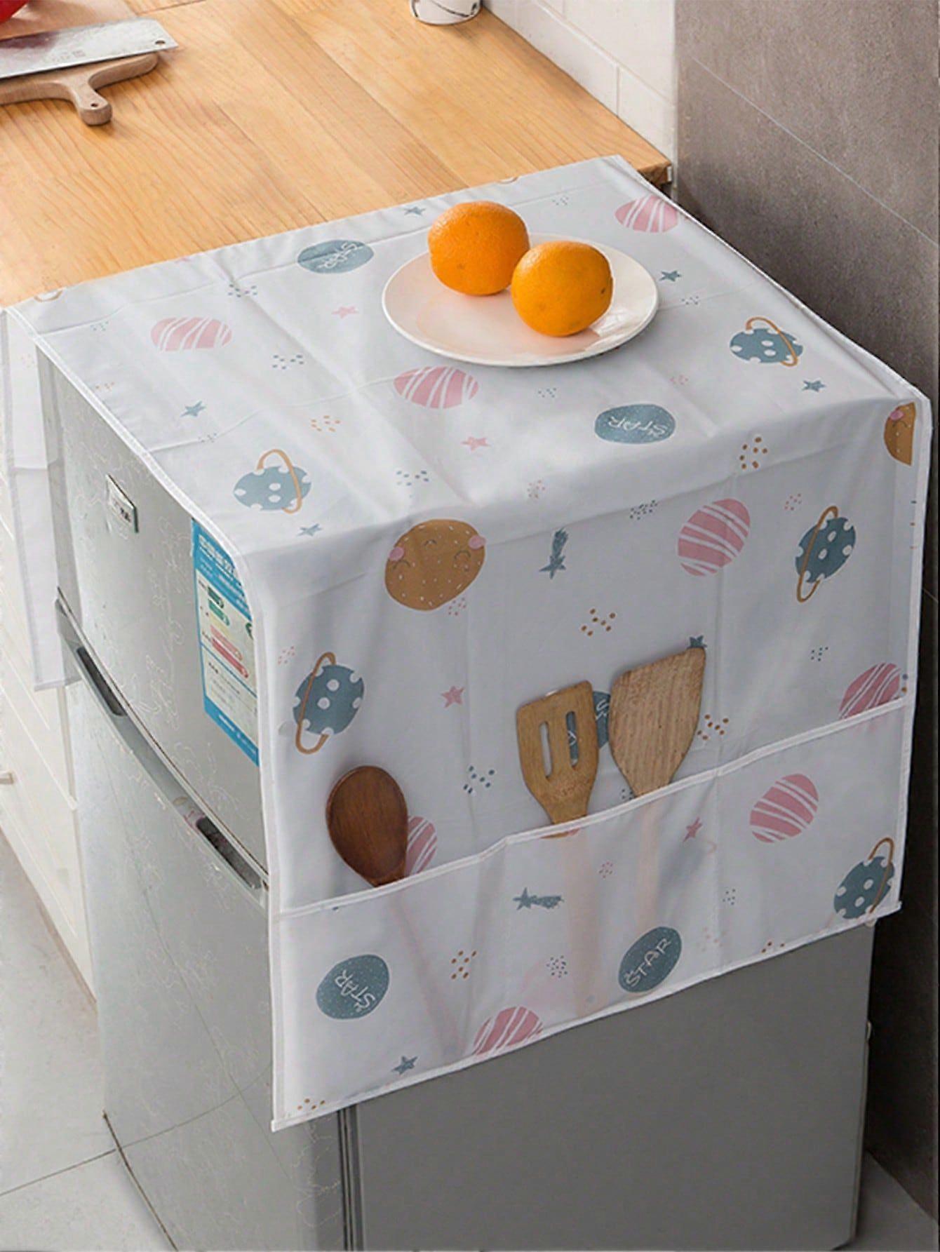 1 قطعة غطاء ثلاجة PEVA ، غطاء ثلاجة حديث بنمط زهرة غطاء مقاوم للغبار للمنزل للمدرسة ، المكتب ، المنزل ، السفر ، الحقيبة ، المنظم ، التخزين