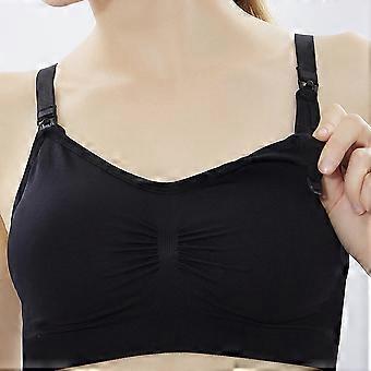Women Comfy Nursing Breastfeeding Maternity Bralette Removable Underwear Bra (Black M)