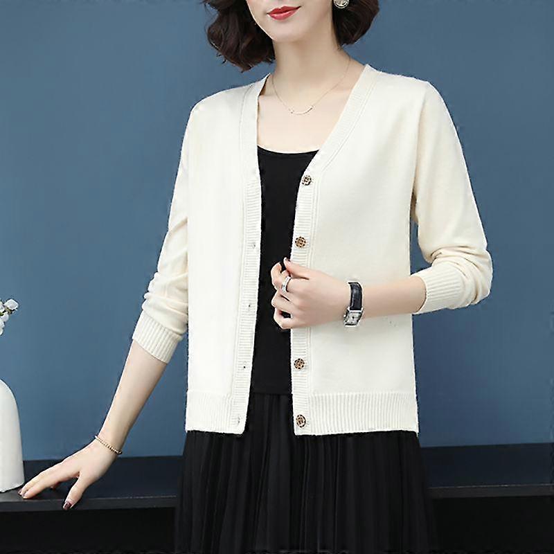 Large Size Spring and Autumn Women's Korean Version of The Top Loose V-neck Cardigan Sweater Short Section of A Hundred Knitted Sweater Jacket