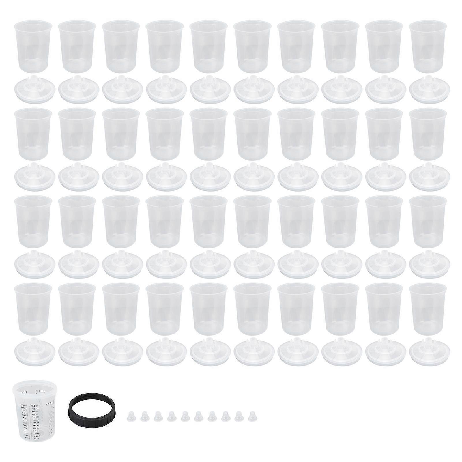 Disposable Paint Sprayer Cup Liners and Lid System with 40 Lids 10 Plugs for Automotive Paint Sprayer 0~810ML/0~28OZ (F110807) MK7902