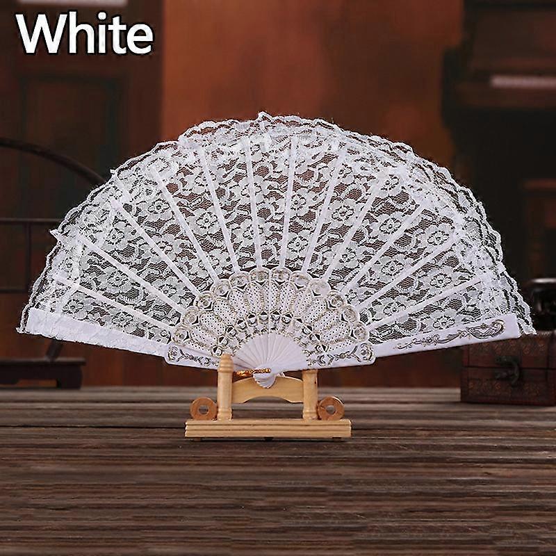 1PC Solid Color Hollow Lace Folding Fans Festival Gift Hand Held Flower Fan Fans decorative