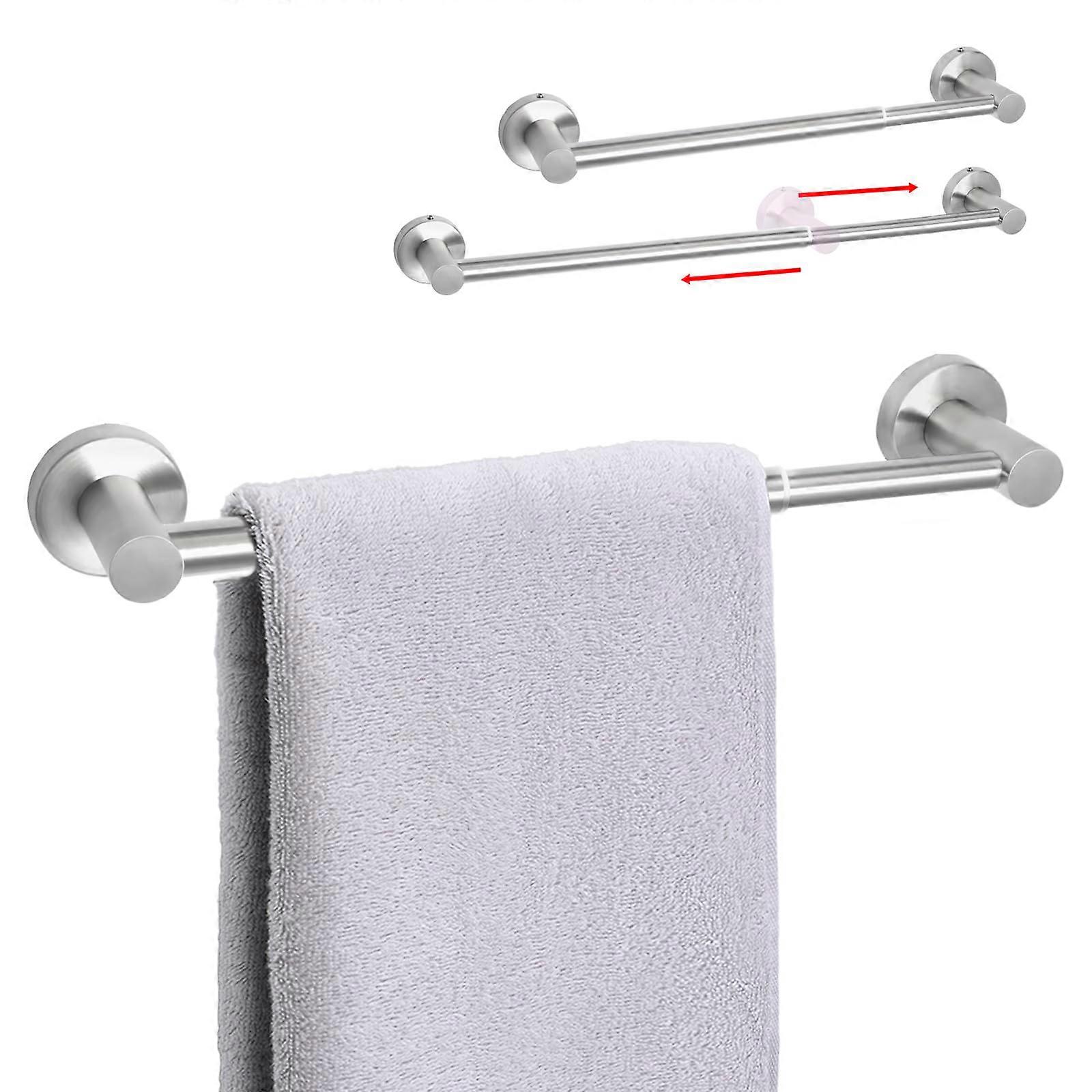 Adjustable Towel Bar 14" to 24.5" Wall Mount Towel Rack Brushed Steel 2 Pack for Bathroom and Kitchen Use