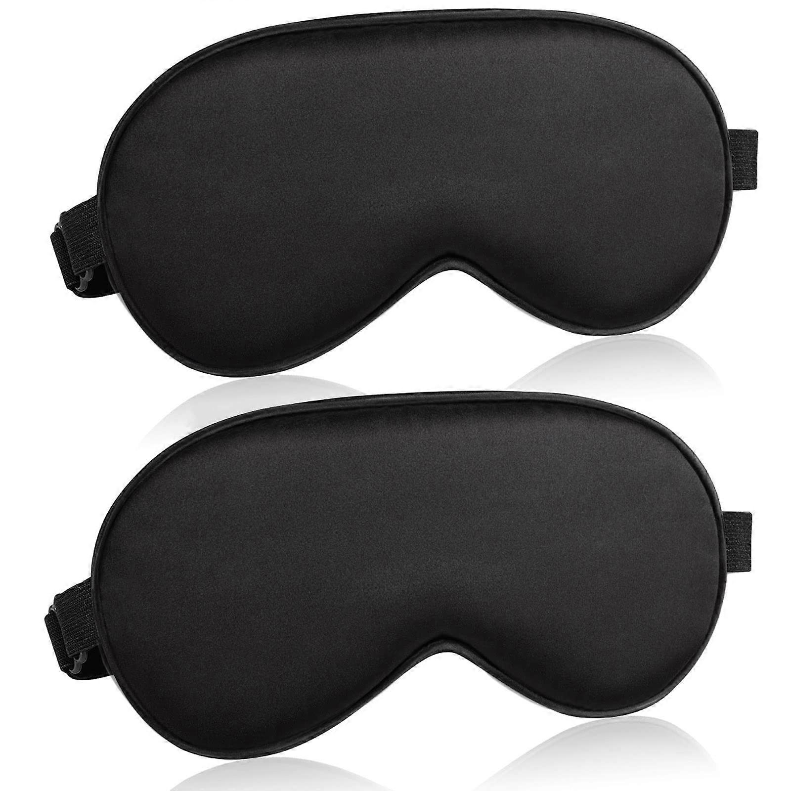 2-Pack Silk Sleep Masks - Adjustable Blackout Blindfolds for Travel