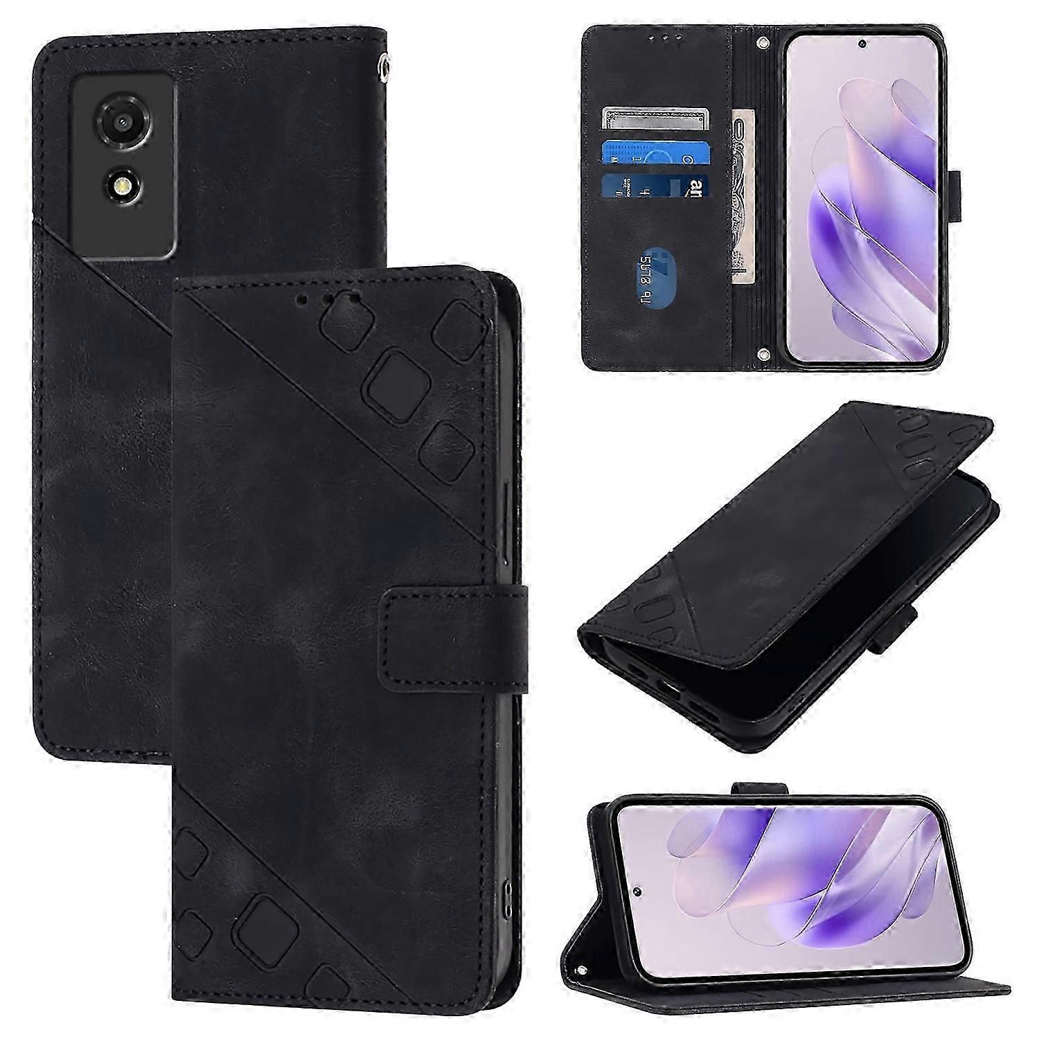 Embossed Leather Case For TCL 501