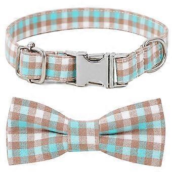 Dog Collar with Bow, Stylish Cute Plaid Small Dog Collar Soft Comfy Bowtie Dog Collar for Girl Boy Dog, Puppy Collars with Metal Bow Tie Dog Collar fo