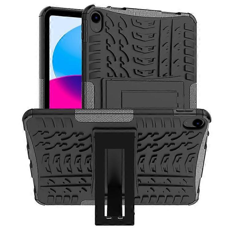 Compatible For iPad 10.9 (2022) Shockproof Tablet Case Tire Texture Kickstand Heavy Duty Armor Soft TPU Hard PC Protective Cover