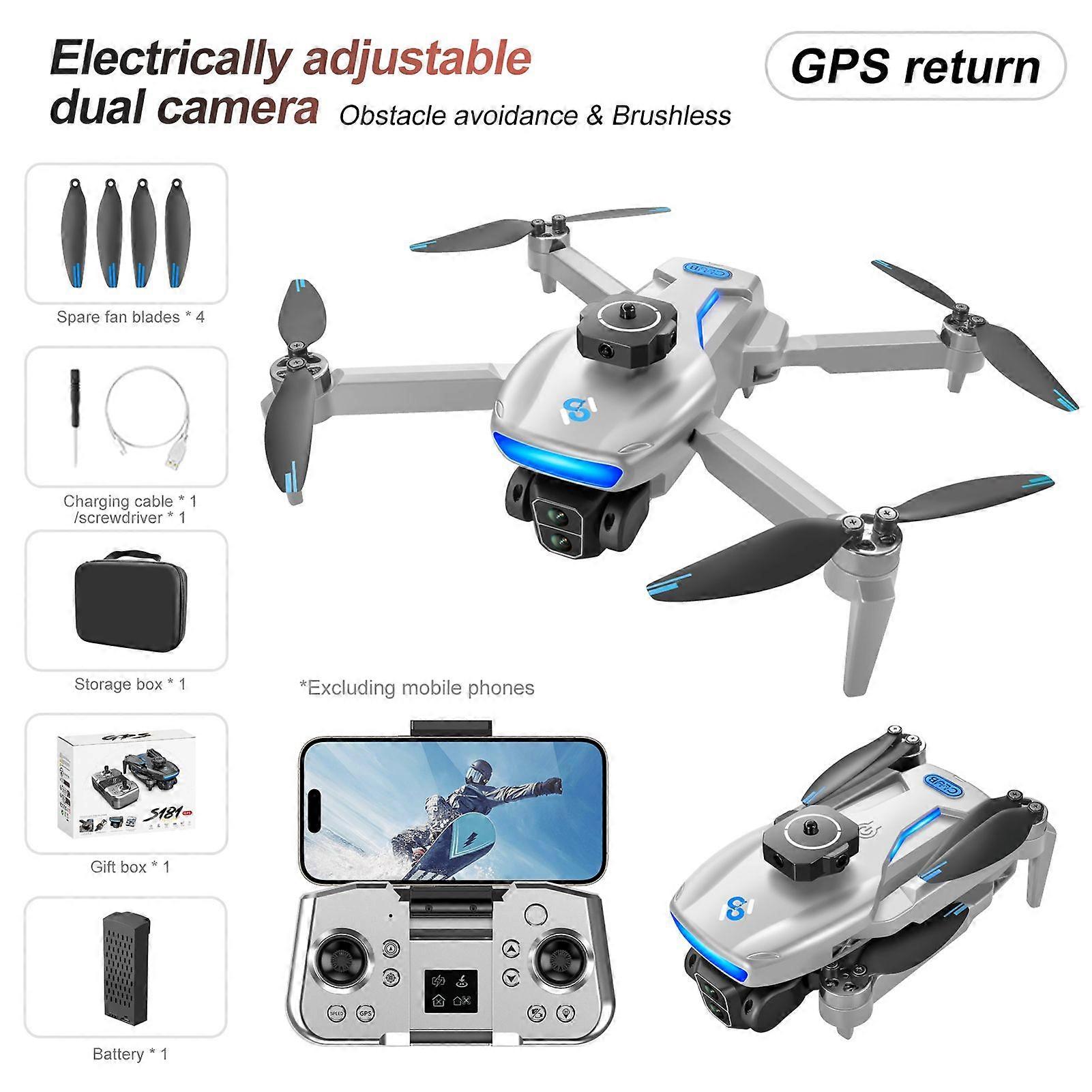 GPS Quadcopter Remote Control Quadcopter with Dual Camera 720p Remote Control Aircraft 5Gwifi Brushless Motor with Function Obstacle Avoidance Optical