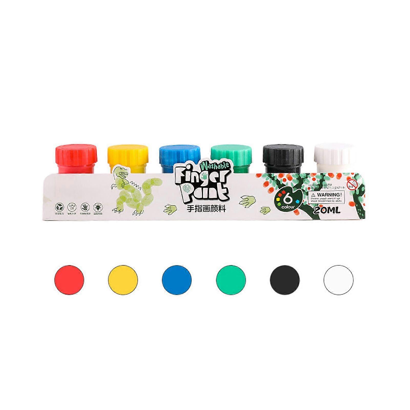 6 Vibrant Colors Finger Paint Set 20ml for Kids Washable Paints with 1 Paintbrush Safe and Educational Art Supplies for DIY Gift Projects Toddlers Ear