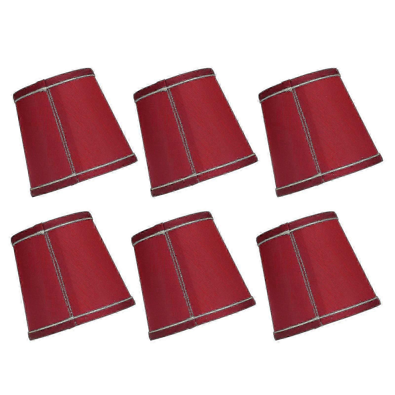 Fabric Lampshade Set of 6 Modern Simple Design for E14 Lamp in Wine Red Color
