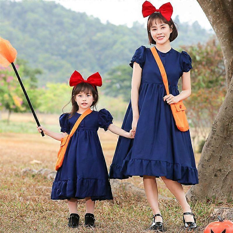 Parent-child anime role-play costume Adult secondary cosplay Witch's House Kiki and Jiji