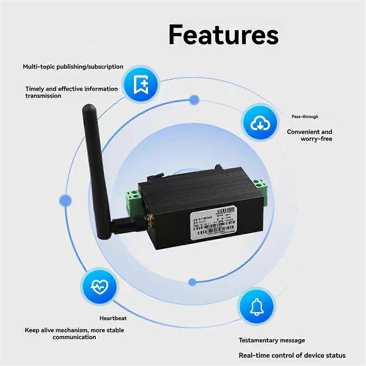 Modbus Wifi σειριακός διακομιστής Rs485 στην πύλη Mqtt ενότητας Mqtt επικοινωνίας ασύρματου δικτύου τύπων σιδηροδρόμων Wifi