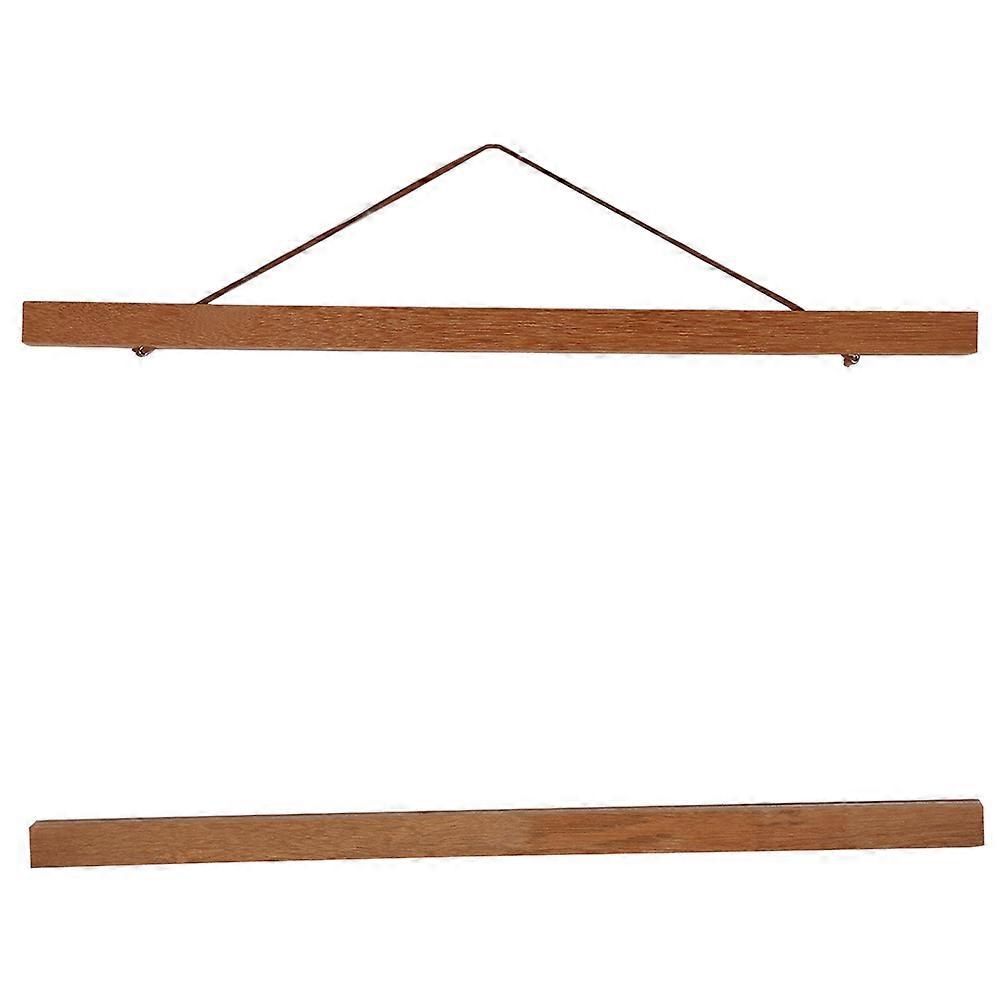 Modern Magnetic Sawdust Photo Frame 40cm DIY Poster Scroll Hanger in Teak Wood for Artwork Display