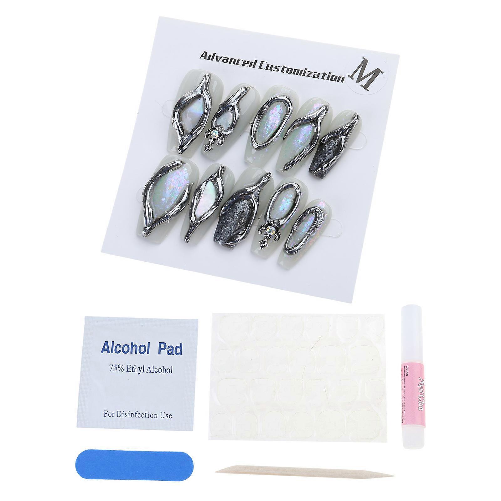 French Tip Press on Nails Handcrafted Nails Artistic Tips with Rainbow Discoloration Effect for a Custom Look M