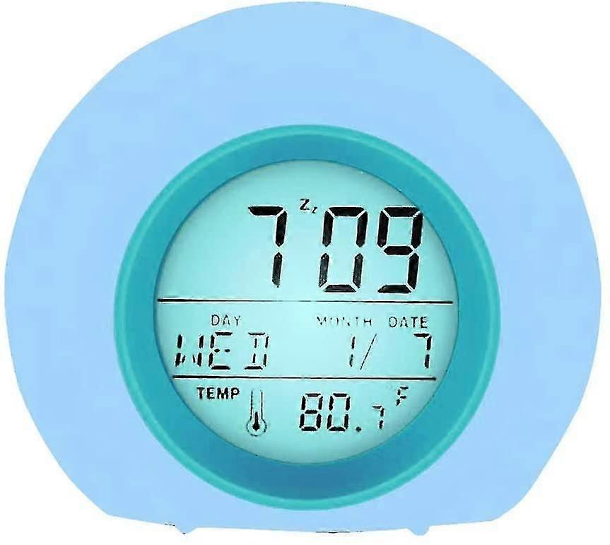ساعة منبه للأطفال ، منبه رقمي LED خفيف مع 6 أصوات طبيعية و 7 أضواء ليلية متغيرة اللون ، عيد ميلاد